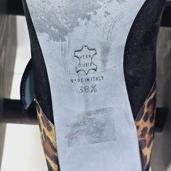 Vintage Thierry Rabotin Black Suede Leopard Mary Jane Chunk Heels, Italy, 38 1/2 - Picture 11 of 11